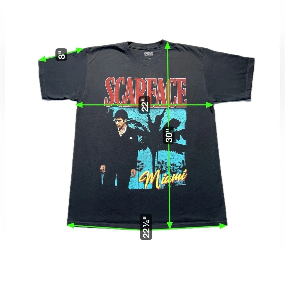 Scarface Miami Tony Montana T-Shirt Large Black Retro Movie Tee 80s